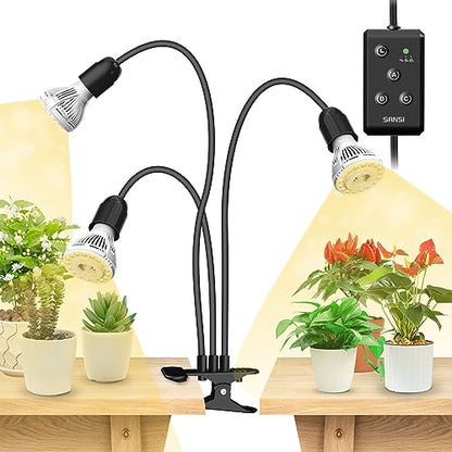 SANSI LED Grow Lights for Indoor Plants, Lifetime Free Bulb Replacement - size: 3 Head 1 Pack