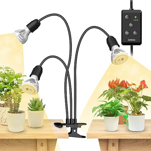 SANSI LED Grow Lights for Indoor Plants, Lifetime Free Bulb Replacement - size: 3 Head 1 Pack