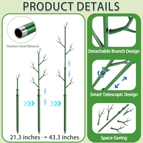 Telescoping Monstera Support Stakes, Detachable Plant Sticks 4 Pack - size: 4PACK-43.3in