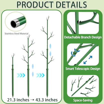 Telescoping Monstera Support Stakes, Detachable Plant Sticks 4 Pack - size: 4PACK-43.3in