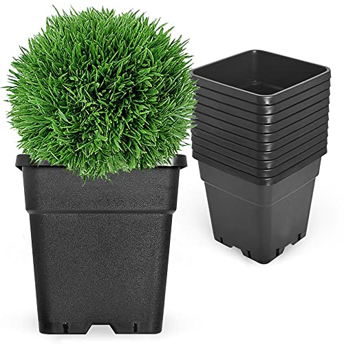 10-Pack 9.77 Gallon Square Planter Nursery Pots, Flower Plant Container Injection Molded Plastic Nursery Pot Gardening Pots for Indoor Outdoor Vegetables, Succulents, Black - color: Black, size: Square-10Gallon-10pcs
