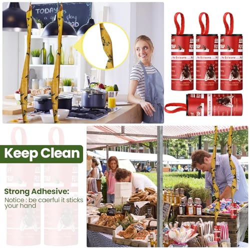 Qualirey 80 Pack Fly Strips Sticky Hanging Indoor Outdoor,Red - color: Red