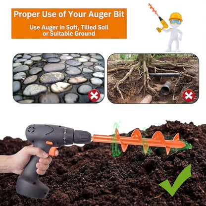 4 x 16'' Heavy Duty Auger Drill Bit for Planting, Orange - color: Orange