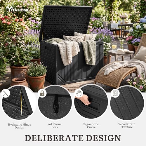YITAHOME XXL 230 Gallon Extra Large Outdoor Deck Box - color: Black, size: 230 Gallon