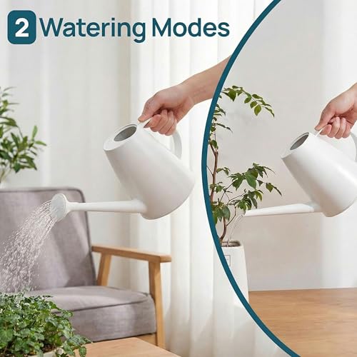 Modern 1.8 Liter Plastic Watering Can with Detachable Spout and Sprinkler Head, Designed for Controlled Pouring and Easy Handling, White - color: White