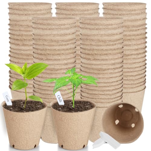 132 PCS Organic Peat Pots, 3.15 Inch Nursery Pot, Round Plant Seedling Pot - size: 3.15 Inch 132 Pcs