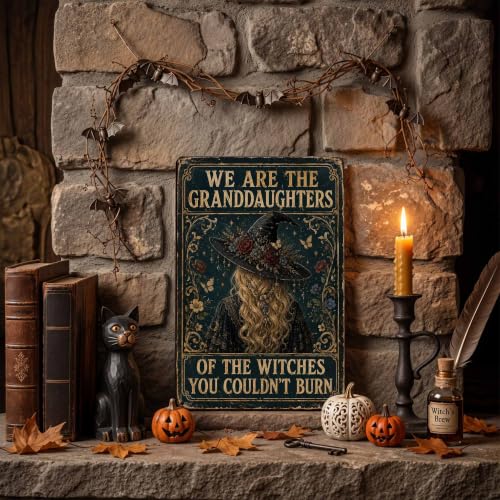 Halloween Metal Art Sign Granddaughters of Witches Wall Decor - color: 03A