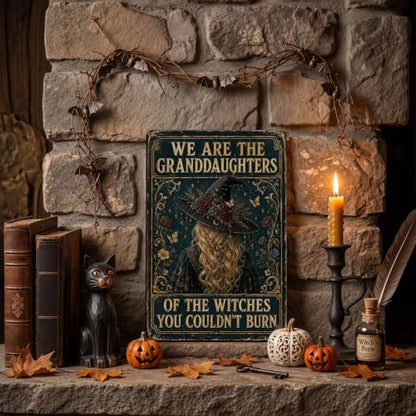 Halloween Metal Art Sign Granddaughters of Witches Wall Decor - color: 03A