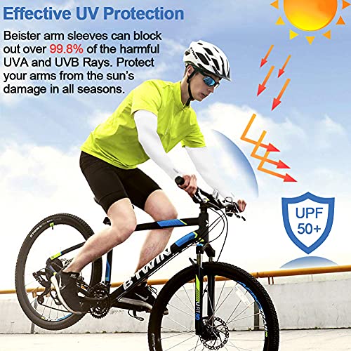 beister Arm Sleeves for Men & Women, UPF 50+ UV Sun Protection, Cooling - color: 3-pairs White