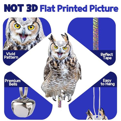 2PCS Flat Plastic Owls to Keep Woodpecker Away from House - color: Light Grey Owl 2pcs