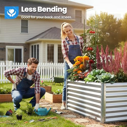 Quictent Galvanized Tall Raised Garden Bed 6x3x2 Ft - color: Silver, size: 6x3x2 ft