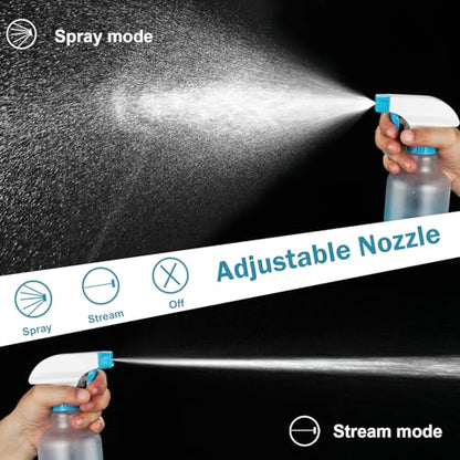 16.9oz/500ml Plastic Spray Bottles 2 Pack, Adjustable Mist Stream - color: Blue