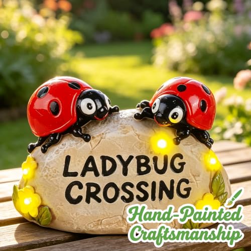 Solar Ladybug Garden Statues 4.7" Resin Ladybug Solar Lights - style: Ladybug