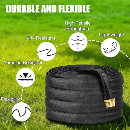 Garden Hose 75FT, Camper Water Hose with Nozzle Flexible Garden Water Hose - Burst-Resistant, Kink-Free, High-Pressure, All-Weather Use for Lawns, Gardens, and Outdoor Cleaning - size: 75FT