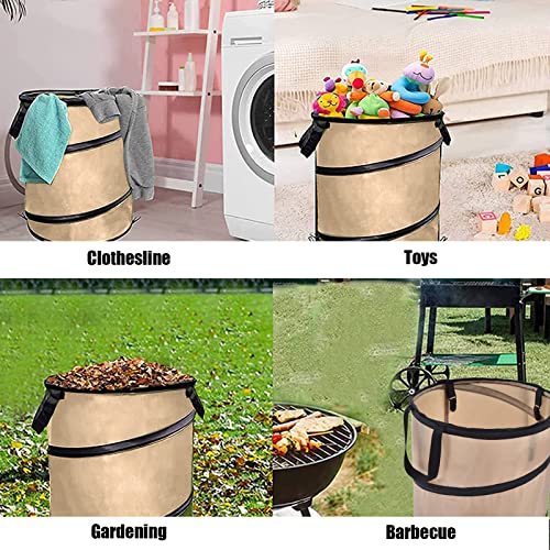 Collapsible Leaf Trash Can 37.8L Capacity Handle Locking Mechanism Outdoor Yard Garden Campsite Debris Bin 90% Cleanup Foldable Storage for Lawn Cleanup Leaf Collection