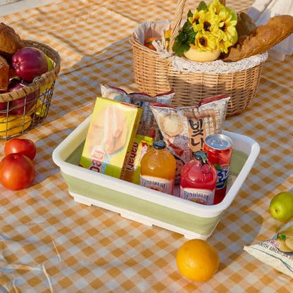 Goderewild Collapsible Dish Pan, 10L (2.6 Gal) Foldable Sink Tub - color: Green