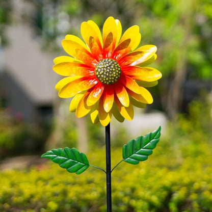 Viveta Sunflower Outdoor Wind Spinner, 4 Layers Metal Wind Spinners - color: Sunflower
