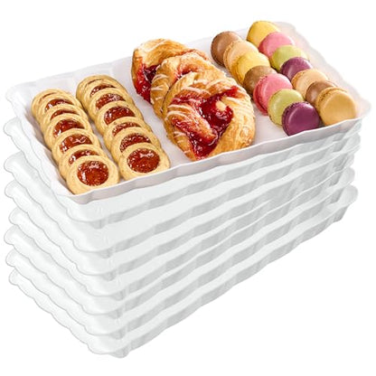 White Plastic Serving Trays - Serving Platters Rectangle 9X13 8 pack - color: White
