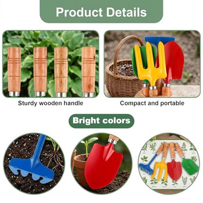 24 Pcs Mini Gardening Tools, Metal Shovel Rake Fork Trowel ，Wooden Handle