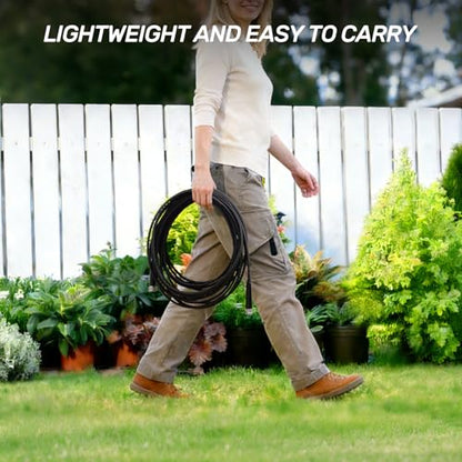 Garden Hose 50ft Non-Expandable Lightweight,Premium Flexible, Kink-Resistant Design, Extra Durable & Leakproof with Solid Fittings, Easy Coil Storage for Car, Lawn, Pet & Outdoor Using (50FT) - size: 50FT