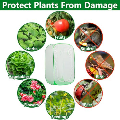 48" x 28" x 28" Pop Up Garden Mesh Plant Cover, Plant Protectors Mesh Plant Enclosure, Garden Net Cage Pest Protection Guard Tent with Storage Bag for Protect Plant Vegetable Fruit from Birds Insects - color: 48 X 28 X 28 Inch