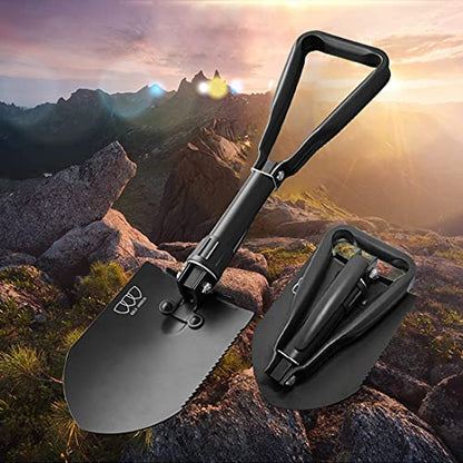 Gold Armour Military Folding Camping Shovel, High Carbon Steel Survival Shovel Entrenching Tool Handle with Carrying Pouch
