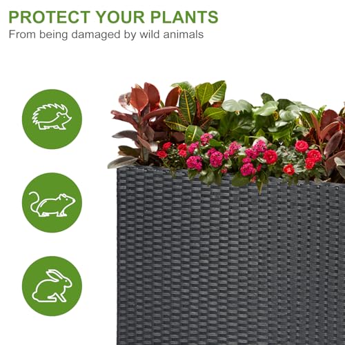 LEWIS&WAYNE Tall Planters for Outdoor Wicker Large Rectangular Block Box - color: Black