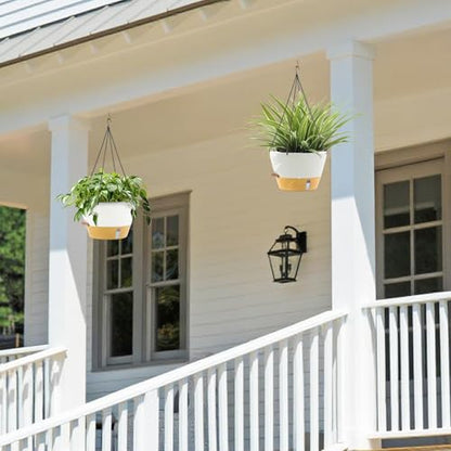 ZMTECH Large 12Inch Self Watering Hanging Planter, Water Window & Chain - color: White