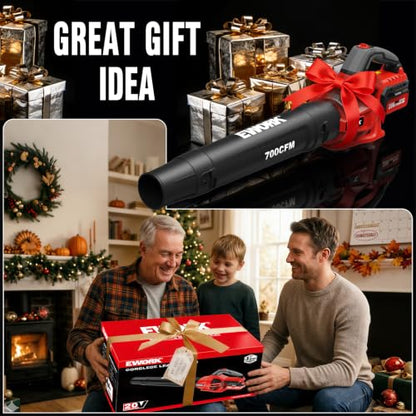 EWORK 20V 700CFM Cordless Leaf Blower with 2×4.0Ah Batteries and Charger