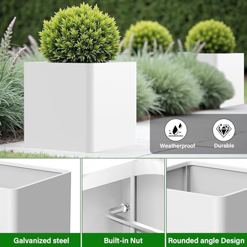 Metal Square Planter Box 26in,White - color: White, size: 26"L x 26"W x 26"H