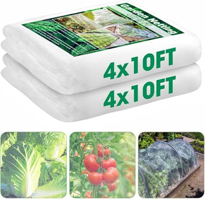Unves 2 Pack 4 x 10 FT Garden Netting, Bird Netting for Garden - size: 4x10 Ft
