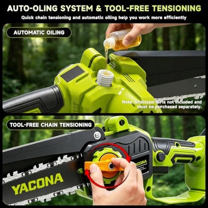 2-In-1 Cordless Pole Saw & Mini Chainsaw, 8" Pole Saws For Tree Trimming