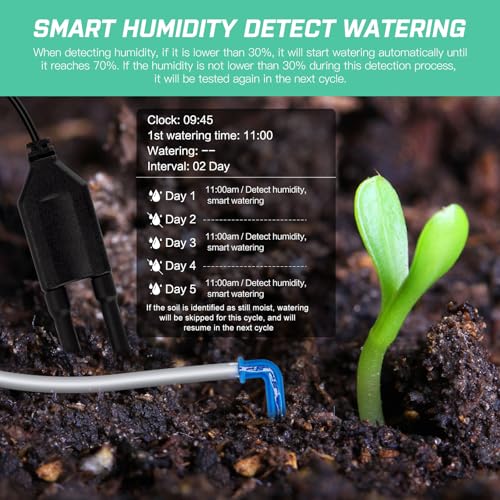 Automatic Plant Waterer Self Watering System Indoor for 15 Potted Plants Pack of 2, Auto Drip Irrigation Kit Programmable Water Timer w Smart Humidity Detection - size: Pack of 2