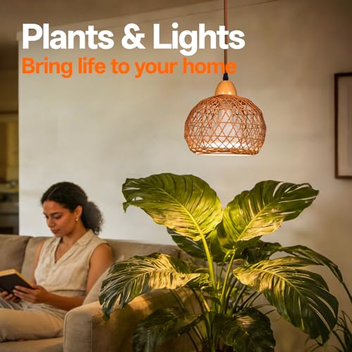 Bstrip Hanging Grow Light for Indoor Plants 18W - size: Rattan Lantern-Hanging