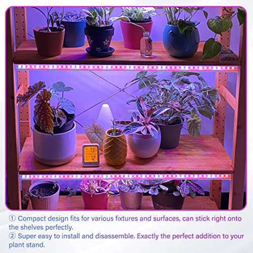 iPower LED Plant Grow Light Strips Full Spectrum with 3 Timing Modes, 10 Dimmable Levels 48 LEDs Per Tube, Sunlike Grow Lamp for Hydroponics Succulent