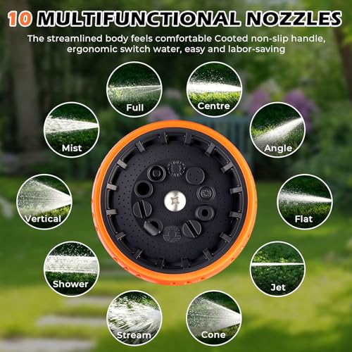 Garden Hose Nozzle High Pressure Leak Proof Spray Water Hose Nozzle Sprayer - color: Orange