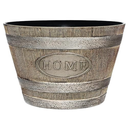 Whiskey Barrel Planters, Home Flower Garden Pots, 15" Oak Brown