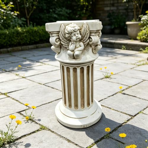 18.11" Angel Column Pedestal Stand, Resin Roman Pillar Decor - color: Angel Column Pedestal