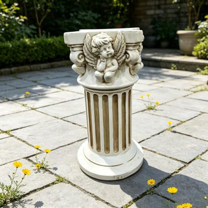 18.11" Angel Column Pedestal Stand, Resin Roman Pillar Decor - color: Angel Column Pedestal