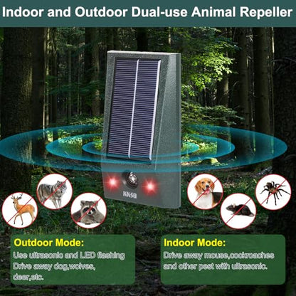 Wall-Mounted Solar Ultrasonic Animal Repellent Indoor Outdoor