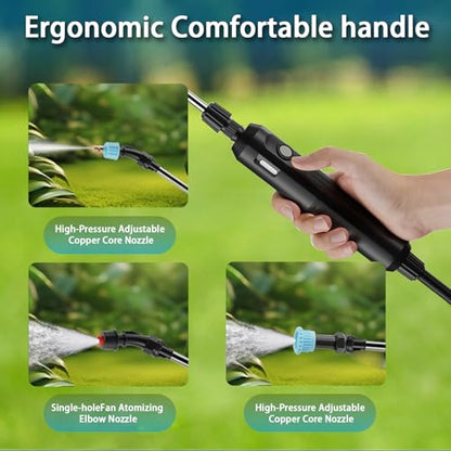 2.4 Gallon Battery Powered Sprayer, 9L Electric Pump Sprayer for Large Lawn & Yard, 2-Speed & 5 Spray Modes with 3 Nozzles, Telescopic Wand, Battery Indicator, Shoulder Strap - color: Blue/2.4 Gallon
