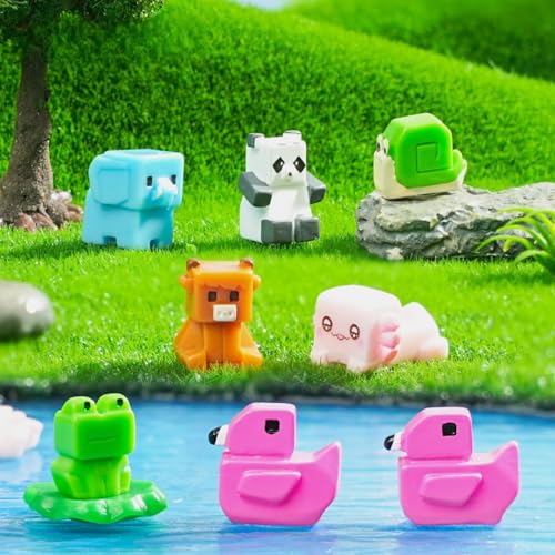 EMiEN 8 Pcs Mini Animals Pixel Square Animal Miniature Ornament Kits - color: 8 Pcs Mini Animals Pixel Square