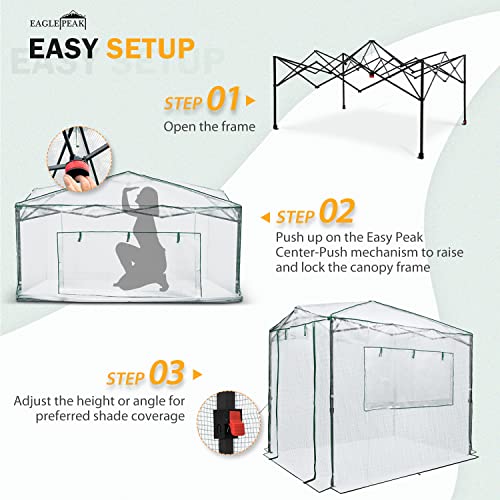 EAGLE PEAK 8x6 Easy Setup Pop Up Greenhouse, Clear/White - color: Clear/White, size: 8x6