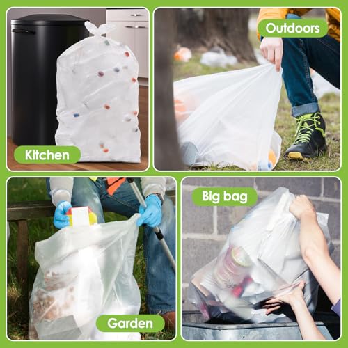 Teivio Large Clear Trash Bags 55-60 Gallon 20 Count 50+ Gal Garbage Bags