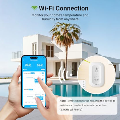 WiFi Thermometer Hygrometer Smart Sensor, App Alert Remote Monitor, 2Pack