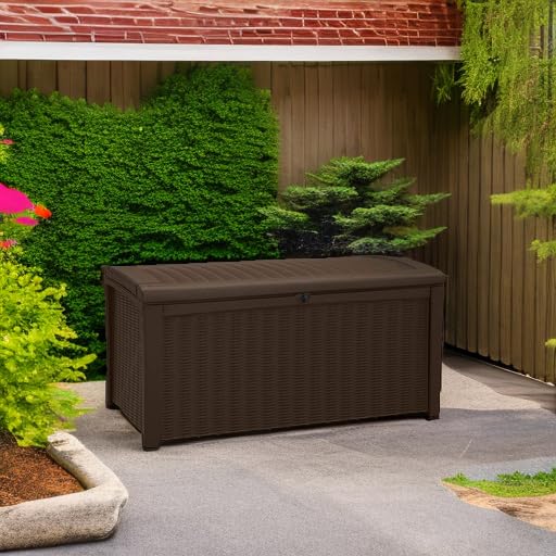 Keter Outdoor Storage Deck Box, Borneo 110 Gallon, Brown - color: Brown