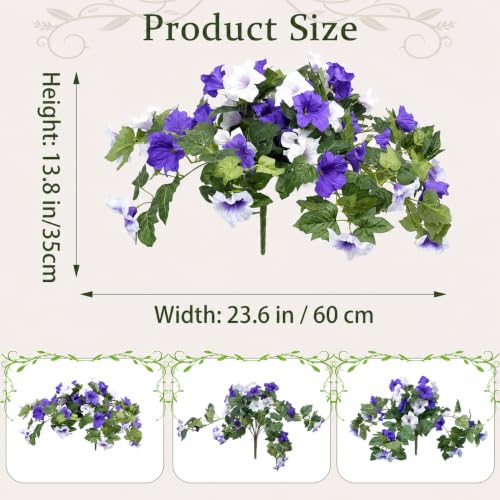Artificial Flowers, 2-Pack Blue and White Faux Petunias - color: Blue and White - 2