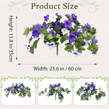 Artificial Flowers, 2-Pack Blue and White Faux Petunias - color: Blue and White - 2