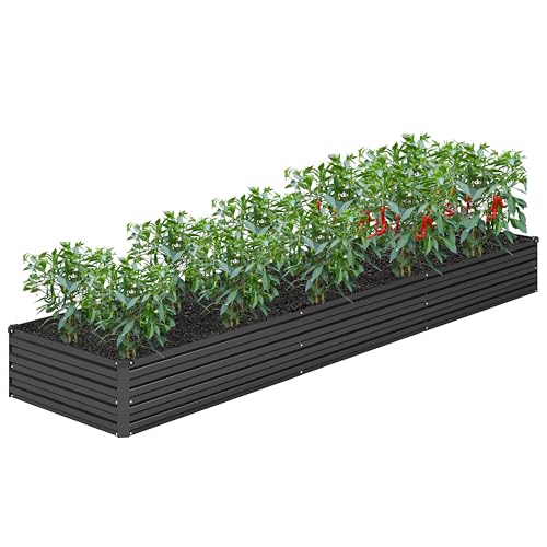 DIIYIV 12x2x1FT Galvanized Raised Garden Bed Kit,Vegetable Boxes-Rectangle Metal Flower Box,Large Planter Raised Beds Outdoor Garden for Planting,Fruit,Herb-Black - color: Black, size: 12x2x1(1PCS)