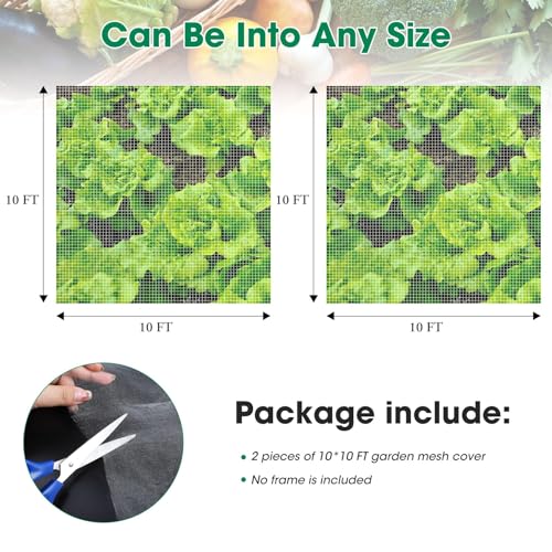 Unves 2 Pack 10x10 FT Garden Netting, Bird Netting for Garden - size: 10x10 Ft